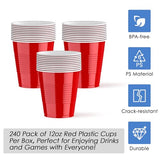 Lilymicky 240 Pack 12 oz Disposable Plastic Cups, Red Party Plastic Cups for Parties, Picnics and BBQ