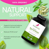PCOS Herbal Organic Spearmint Capsules - Hormonal Balance, Reduce Unwanted Hair, Acne, and Skin Health - Alternative to Spearmint Tea - 1000mg Vegan Capsules (50-Day Supply) - Made in USA