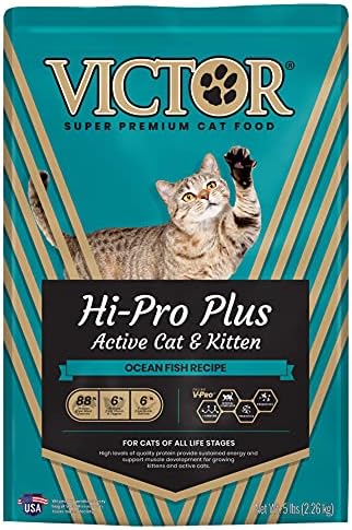 Victor Super Premium Cat Food – Hi-Pro Plus Active Cat and Kitten – Dry Cat Food for Active Cats – All Breeds and All Life Stages from Kitten to Adult, 5lb
