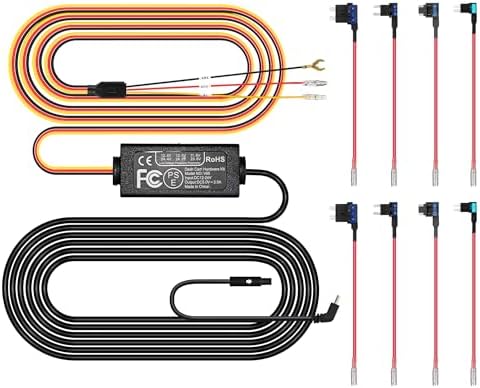 Dash Cam Hardwire Kit, Full Set Hard Wire Kit Fuse for P1 Duo Dash Cam Only, 12V-24V to 5V Car Dash Camera Charger Power Cord, 4 Fuse Cable and Installation Tool