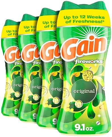 Gain Fireworks In-Wash Scent Booster Beads, Original, 9.1 oz/Pack (4 Pack)