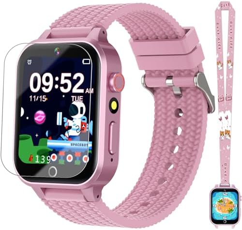 Kids Smart Watch for Girls Age 5-12, Kids Watch with 26 Games, Camera Music Player Pedometer Habit Tracking HD Touchscreen Flashlight Smart Watch for Kids Birthday Gifts for Girls Ages 6 7 8 9 (Pink)