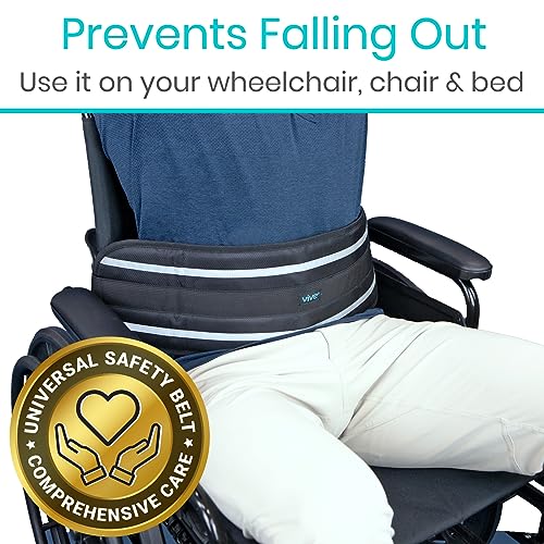 Vive Wheelchair Seatbelt - Safety Belt For The Elderly - Harness For Adults - Adjustable Straps For Chair/Bed Restraint - Patients Care - Falling out Prevention - For The Elderly, Pregnant & Paralyzed