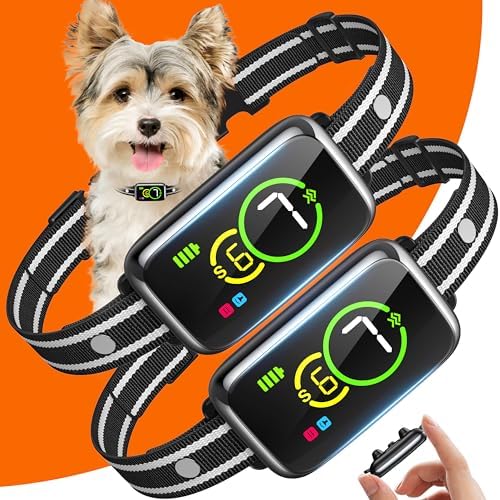 Bark Collar, Dog Bark Collar for Small Medium Mini Dogs, Automatic Stop Bark Collar, Safe Humane Barking Collar with 4 Effective Modes Beep Vibration & 7 Adjustable Sensitivities, 2 Pack Black