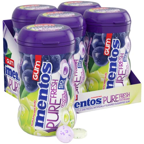 Mentos Pure Fresh Sugar-Free Chewing Gum With Xylitol, Grape Medley, 50 Piece Bottle (Bulk Pack of 4)