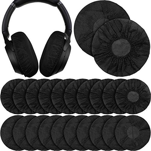 BBTO 300 Pieces Disposable Headphone Covers Non Woven Sanitary Fabric Headset Earphone Covers for Ear Pad Headphones(L-11 cm,Black)