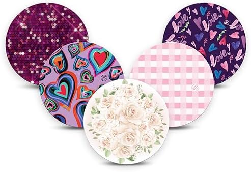 ExpressionMed - Adhesive Patches for Dexcom G7 and Stelo (Pack of 5) - Made in The USA, Waterproof, Non-Fraying, Pre-Cut CGM Sensor Tapes (Valentine's Day 2025)