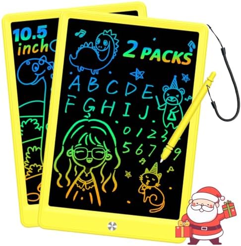 LCD Writing Tablet Doodle Board, Colorful Drawing Pad, Electronic Drawing Tablet, Drawing Pads,Travel Gifts for Kids Ages 3 4 5 6 7 8 Year Old Girls Boys (10.5 inch, Yellow+Yellow)
