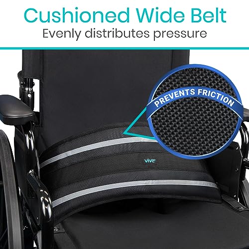 Vive Wheelchair Seatbelt - Safety Belt For The Elderly - Harness For Adults - Adjustable Straps For Chair/Bed Restraint - Patients Care - Falling out Prevention - For The Elderly, Pregnant & Paralyzed