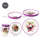 Encanto 3pcs Reusable Bicolor Premium Kids Dinner Tableware Set Plate, Bowl & Tumbler, BPA Free