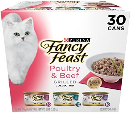 Purina Fancy Feast Grilled Wet Cat Food Poultry and Beef Collection Wet Cat Food Variety Pack - (Pack of 30) 3 oz. Cans