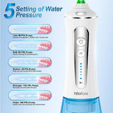 H2ofloss Water Dental Flosser for Teeth Cordless,300ML Portable & IPX7 Waterproof Teeth Cleaner Picks,5 Modes Rechargeable Oral Irrigator with Refilled Nozzle for Home/Travel