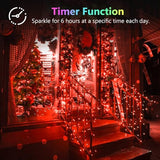 2 Pack Each 33Ft 100LED Battery Operated Fairy Lights with Remote, Waterproof Battery Christmas Twinkle Lights with Timer, String Lights for Bedroom Christmas Decorations (Red)