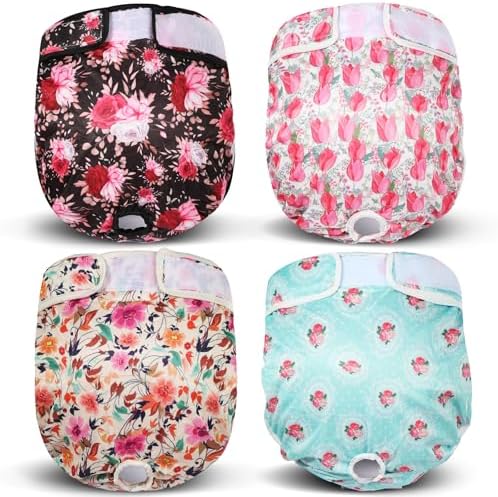 XPCARE Dog Diaper Female (4 Pack) - Washable Reusable Durable Dog Diapers - Highly Absorbent Female Dog Diapers - Dog Aiaper for Dogs in Heat,Incontinence or Excitatory Urination (X-Large)