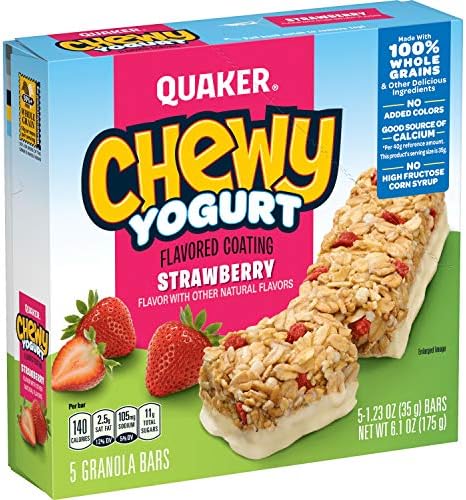 Quaker Chewy Yogurt Granola Bar, Strawberry 5 Count (Pack of 1)