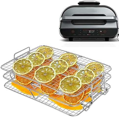 Air Fryer Rack Compatible with Ninja Foodi Grill XL Air Fryer FG551 IG601 IG651 Indoor Grill, Comes with Basting Brush, Spatula and Kitchen Tongs