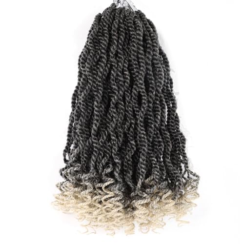 Aeagoo Senegalese Twist Crochet Hair 12 Inch 8 Packs Crochet Hair for Black Women Short Kinky Twist Crochet Braiding Hair with Curly Ends Rope Twist Crochet Hair(12 Inch,T613)