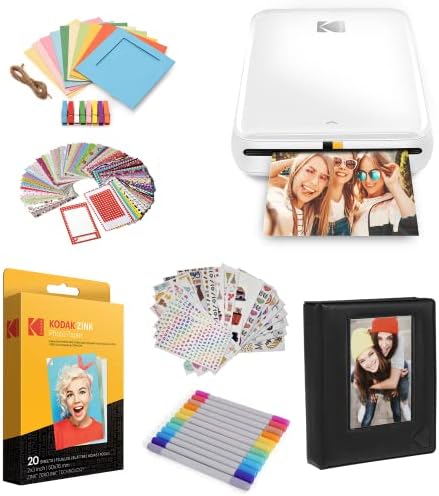 KODAK Step Printer Wireless Mobile Photo Printer with Zink Zero Ink Technology & Kodak App for iOS & Android (White) Gift Bundle