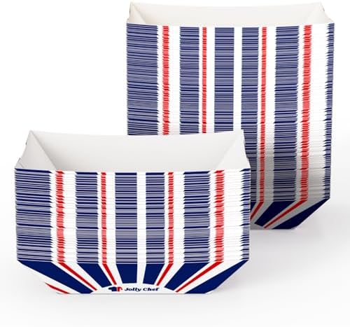 JOLLY CHEF 250 Pack 1/4 Lb Paper Food Trays, Mini Disposable Food Boat, Small Paper Food Serving Boats for Snack Dessert Taco Nacho