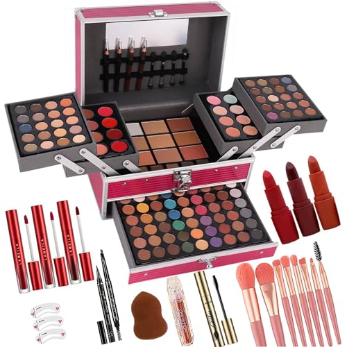 UNIFULL 132 Color All- In- One Makeup For Women Full Kit,Professional Makeup Kit,Makeup Gift Set for Women &Girls,Include eyeshadow/lipstick/concealer/Lip Gloss/Eyeliner/Mascara/Makeup Brushes(Pink)