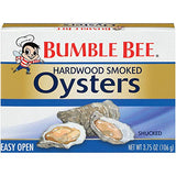 Bumble Bee Canned Hardwood Smoked Oysters, 3.75 oz Cans (Pack of 12) - Ready to Eat - 18g Protein per Serving - Gluten Free