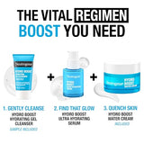 Neutrogena Hydro Boost Skincare Set, Hydro Boost Water Cream Face Moisturizer for 72-Hour Hydration, 1.7 Fl Oz, & Hydro Boost Hydrating Gel Facial Cleanser Trial Size, 0.5 Fl Oz, 2 Pack