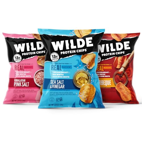 Wilde Protein Chips, Sweet and Savory Flavors Variety Pack (1.34 oz Bags, Pack of 12) - Crafted From Real Ingredients: Protein Snacks, Keto Chips, Gluten and Grain Free…