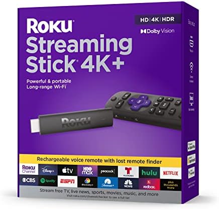 Roku Streaming Stick 4K+ Streaming Device 4K/HDR/D. Vision with Roku Voice Remote Pro (Renewed)