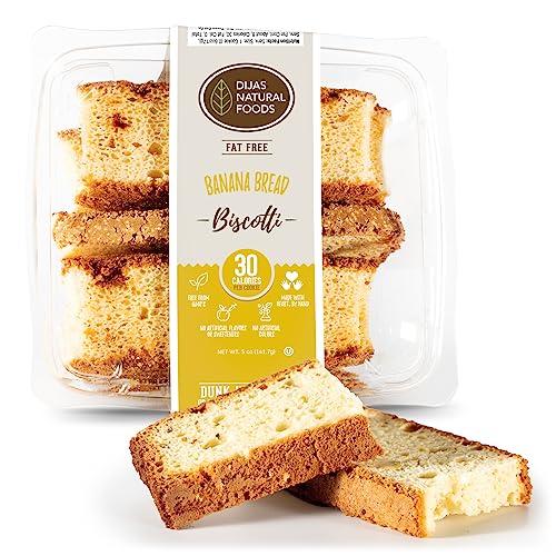 DIJAS Natural Foods, Crunchy Fat Free Biscotti Cookie, All Natural Preservative Free Ingredients, Delicious Low Calorie Snack (5 Ounces, Banana Bread)