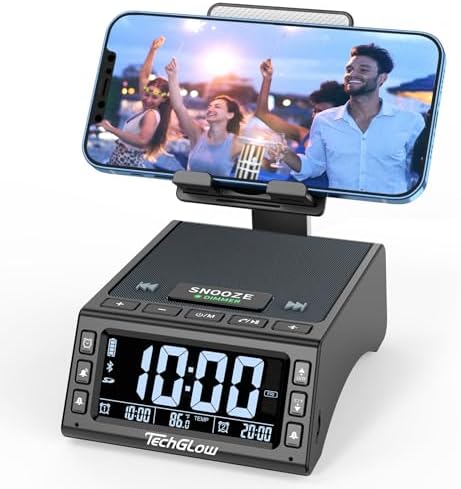 Gifts for Men Women-TechGlow Foldable Cellphone Stand with Bluetooth Speaker Charging Station Birthday Gift Idea for Mom Dad Cool Gadget Tech Gifts