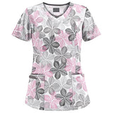 Print Scrubs Printed Plus Size Workwear Nurse Uniform Tee V-Neck Scrub Tops Working Uniform Tops with Pockets