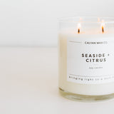 Calyan Wax Scented Candle Seaside & Citrus Candle for The Home Scented with Mandarin & Verbena, Soy Wax Aromatherapy Candle in Glass Jar with 37 Hour Burn Time, Non Toxic Scented Candles Gifts