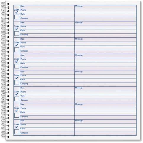 Adams Voice Mail Log, 8.25 x 8.5 Inch, Spiral Bound, 60 Forms per Book