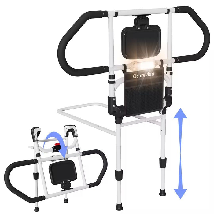 Ocarevian Bed Rails for Elderly Adults Safety, Bed Assist Rails for Seniors, Foldable Bed Rail with Sensor Light, Pocket, Bed Side Rails, Adjustable Bed Rails for Twin Full Queen King Bed, Bed Cane