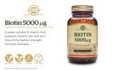 Solgar Biotin 5000 mcg, 100 Veg Caps - Promote Healthy Skin, Nails & Hair - Supports Energy Production, Protein, Carbohydrate & Fat Metabolism - Vitamin B - Non GMO, Vegan, Gluten Free - 100 Servings