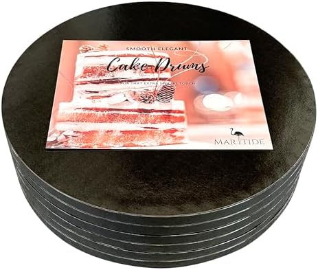 16 Inch Cake Board Drums Round, 6-Pack, Black, Sturdy 1/2” Thick for Heavy Or Multi-Tiered Cakes