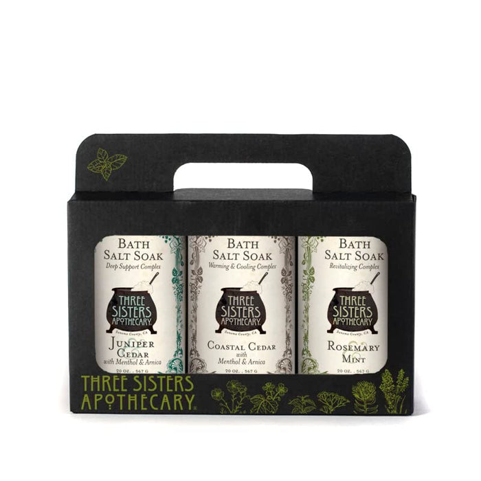 Three Sisters Apothecary 3 Piece Bath Salt Gift Tote Trio (Therapeutic)