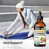 Turmeric Supplement Tincture - Organic Turmeric Curcumin 1200mg with Black Pepper Extract for Joint Health - Alcohol and Sugar Free - Vegan Drops 4 Fl.Oz.