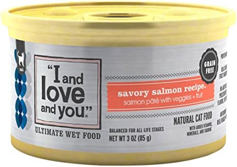 I and love and you Wet Cat Food - Savory Salmon Pâté - Salmon Recipe, Grain Free, Filler Free, 3oz Pack of 24 Cans