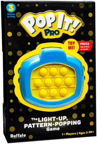 Pop It! Pro - The Original Light Up, Pattern Popping, Pop It! Game from Buffalo Games,Blue and Yellow