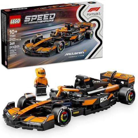 LEGO Speed Champions McLaren F1 Team MCL38 Race Car Toy - Building Set for Kids, Boys & Girls, Ages 10+ - Toy Car for F1 Fans - Gift Idea for Birthday - 77251