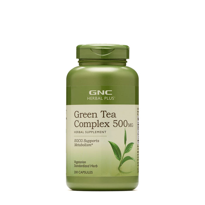 GNC Herbal Plus Green Tea Complex 500mg, 200 Vegetarian Capsules, Supports Metabolism