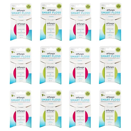 DrTung's Smart Floss - Natural Floss, PTFE & PFAS Free Floss, Gentle on Gums, Expands & Stretches, BPA Free Floss - Natural Dental Floss Cardamom Flavor (Pack of 12)