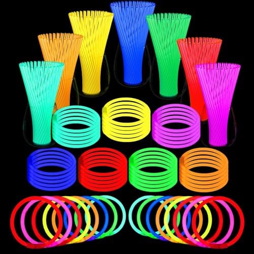Glow Sticks Bulk - Ultra Bright 500 Party Pack Glow In The Dark Easter Eggs Gift, Neon Birthday and Holidays - Multicolor 8" Glow Sticks Necklaces Bracelet