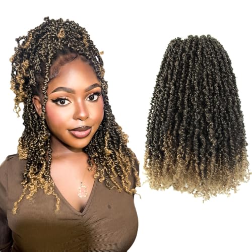 12 Inch 10 Packs Yanky Twist Crochet Hair Pre-twisted Ombre Honey Blonde Kinky Mini Spring Twist Small Curly Senegalese Twist Braids (T27)