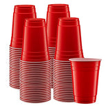 Comfy Package [18 oz. - 100 Count Disposable Plastic Red Cups, Party Drinking Cups for Events and Everyday Use