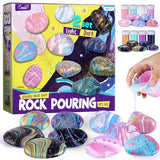 2 in 1 Rock Painting Art Kit - Glow in The Dark Pouring Rock Kit - Arts and Crafts for Kids Girls & Boys Ages 6-8, 8-12, Craft Paint Kits Art Toys, Art Supplies Christmas Birthday Gift for Kids