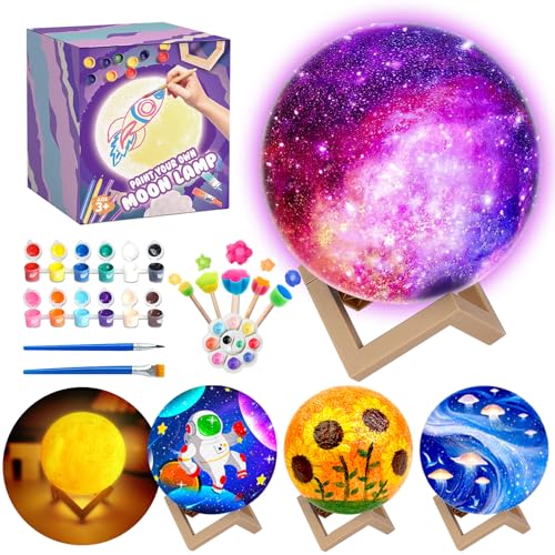 Goodyking Paint Your Own Moon Lamp Kit, DIY Christmas Crafts Night Light, Arts & Crafts for Kids Ages 8-12, Painting Kit for Girls Boys Age 4 5 6 7 8+, Art Supplies Creative Gift for Birthday, Party