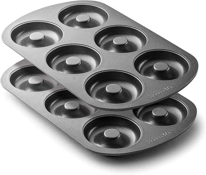 Bellemain Premiere Donut Pan for Baking | Nonstick 12.5 x 8.5” Doughnut Pan with 6-Doughnut Molds | Steel Donut Trays | Make Perfect Bagels and Cake Donuts (2)