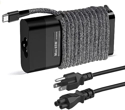 New Slim 65W HP Laptop Charger USB C - Replacement for HP Envy, Spectre, Elitebook, Chromebook - Type C Power Cord Adapter
